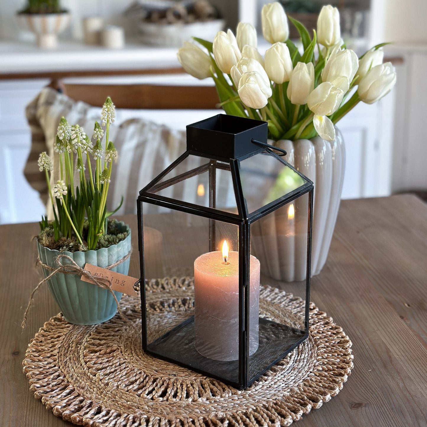 Laterne „Norr“ Metall Glas Schwarz 25cm