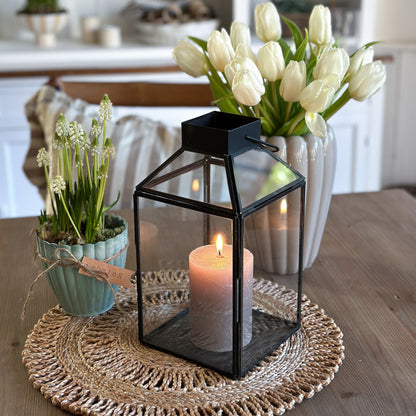 Laterne „Norr“ Metall Glas Schwarz 25cm