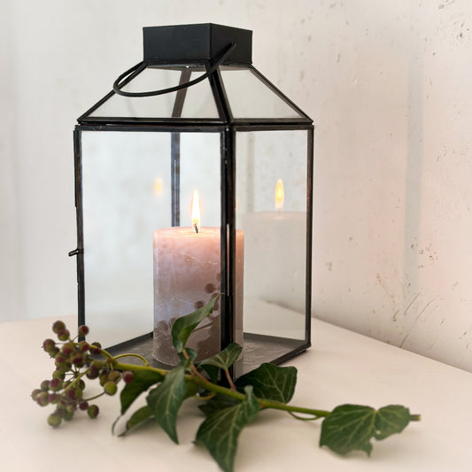 Laterne „Norr“ Metall Glas Schwarz 25cm