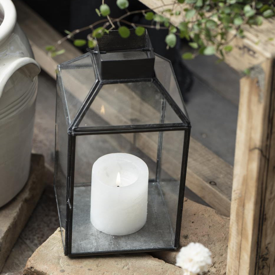 Laterne „Norr“ Metall Glas Schwarz 25cm