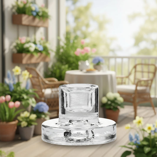 Kerzenhalter „Alva“ Glas Transparent für Stabkerzen Ø13mm - Wohnen auf dem Land