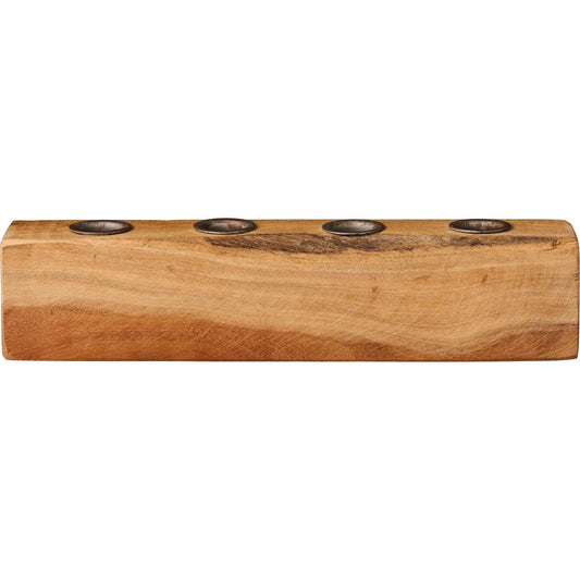 Kerzenhalter für 4 x 2,2 cm Kerzen Holzblock UNIKA - Wohnen auf dem Land