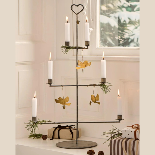 Kerzenhalter für 6 x 2,2 cm Kerzen Stillenat Zink grau - Wohnen auf dem Land