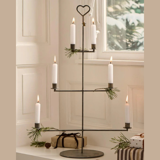 Kerzenhalter für 6 x 2,2 cm Kerzen Stillenat Zink grau - Wohnen auf dem Land