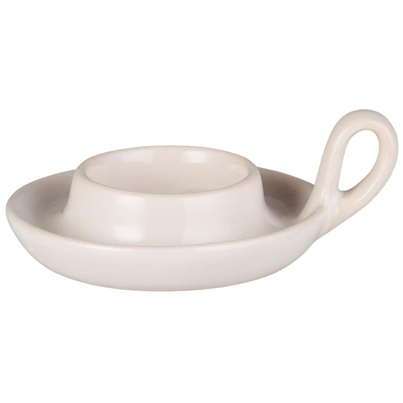 Weiße Kerzenhalter-Schale „Cosy Candle“ aus Keramik von IB Laursen, 11 cm Durchmesser, elegante Dekoration für Zuhause
