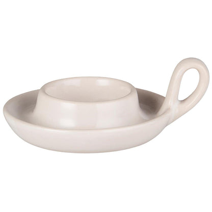 Weiße Kerzenhalter-Schale „Cosy Candle“ aus Keramik von IB Laursen, 11 cm Durchmesser, elegante Dekoration für Zuhause