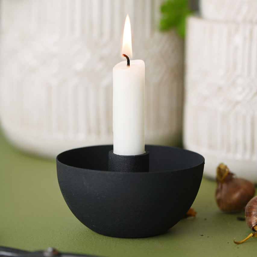 Kerzenhalter Schale „Skandi Bowl“ für Stabkerzen Metall Matt Schwarz - Wohnen auf dem Land