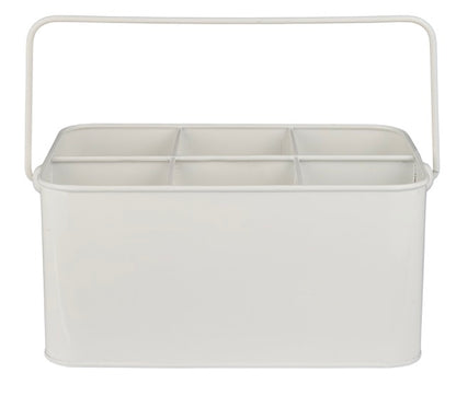 Kiste Sortierbox Organizer "Landhaus" 6 Fächer Henkel Metall weiß - Wohnen auf dem Land