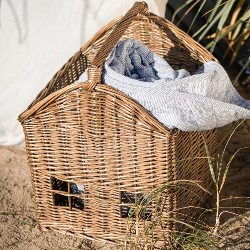 Korb Haus "Zuhause" mit Henkel Weide Braun - Wohnen auf dem Land