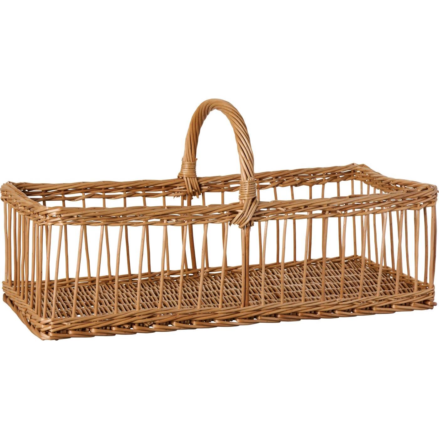Korb länglich mit offenem Geflecht und Querhenkel - Wohnen auf dem Land