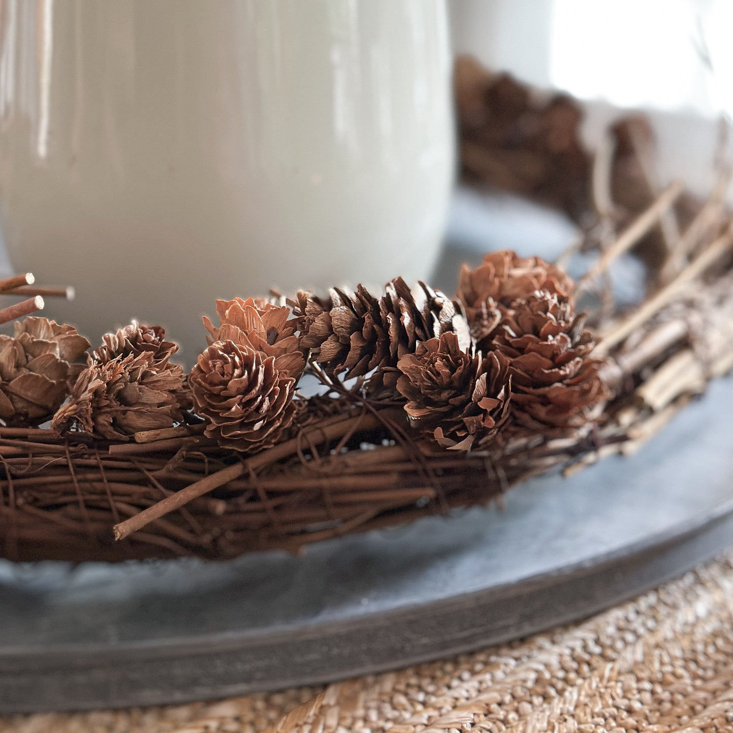 Naturkranz mit Lärchenzapfen 38cm - Wohnen auf dem Land