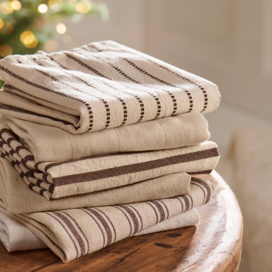 Geschirrtuch „Freddy“ natur mit braunen Querstreifen - Wohnen auf dem Land