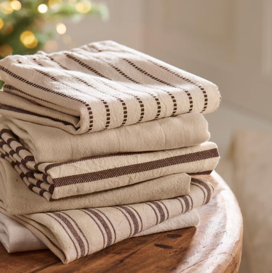 Geschirrtuch „Freddy“ natur mit braunen Querstreifen - Wohnen auf dem Land