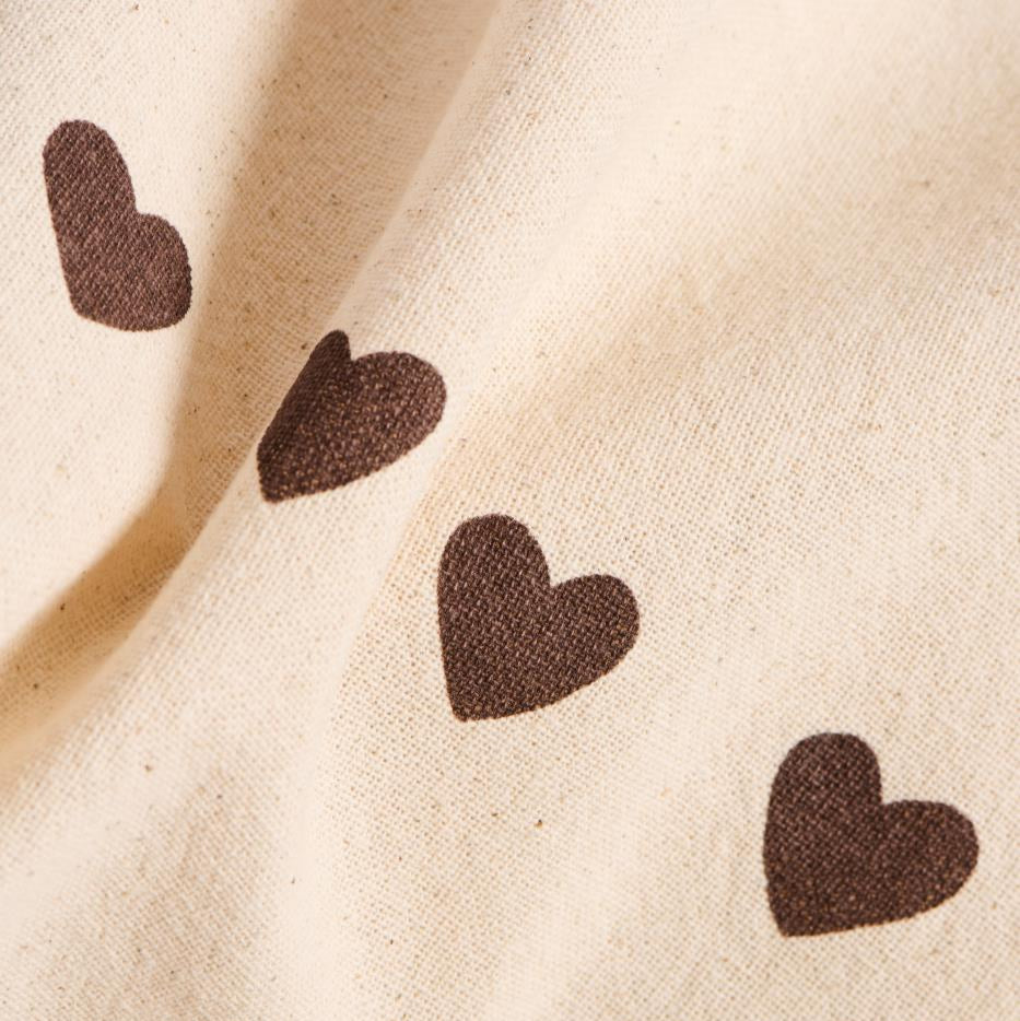 Geschirrtuch „Johanne“ natur mit braunen Herzen - Wohnen auf dem Land