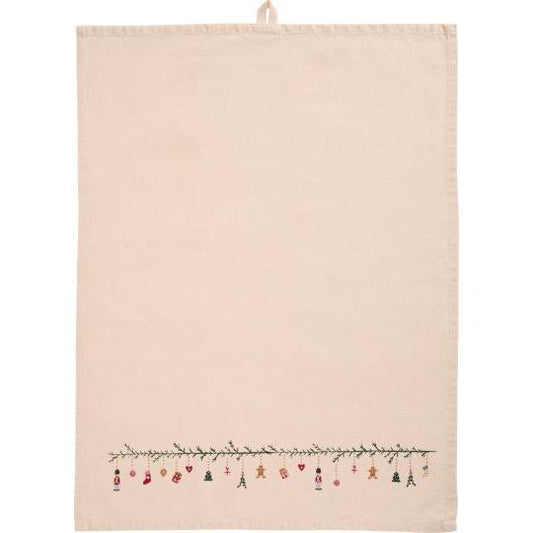 Geschirrtuch Julius natur mit Weihnachtsgirlande