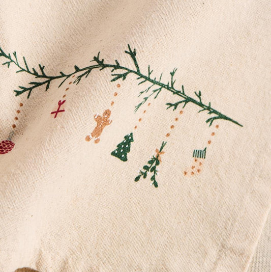 Geschirrtuch „Julius“ natur mit Weihnachtsgirlande - Wohnen auf dem Land