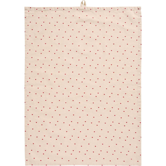 Geschirrtuch „Valentin“ natur mit roten Herzen - Wohnen auf dem Land