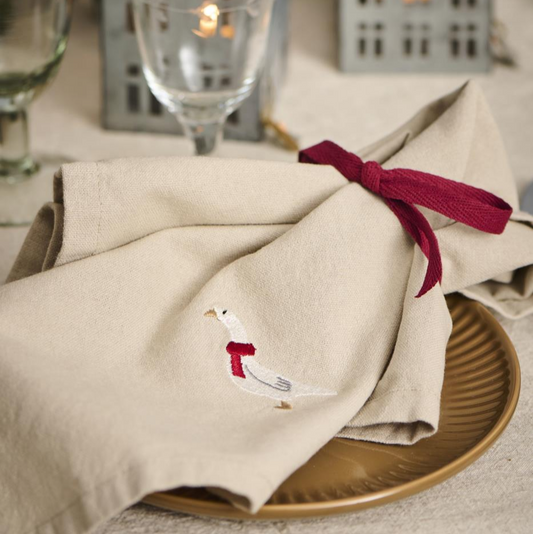Stoffserviette "Tradition" mit Gans leinenfarbig - Wohnen auf dem Land
