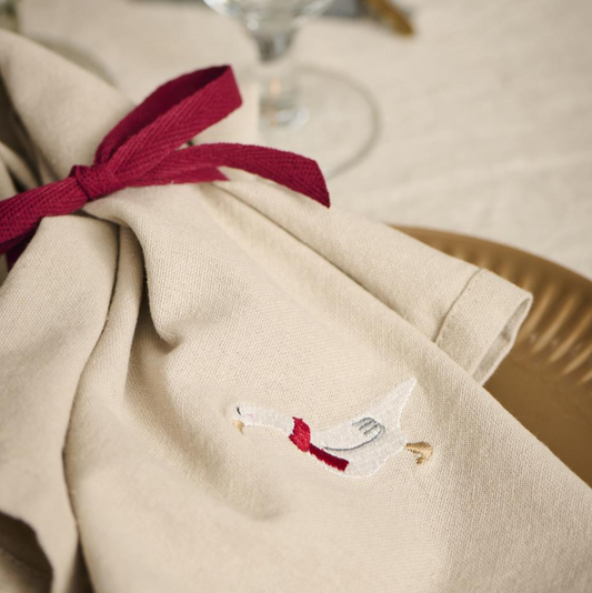 Stoffserviette "Tradition" mit Gans leinenfarbig - Wohnen auf dem Land