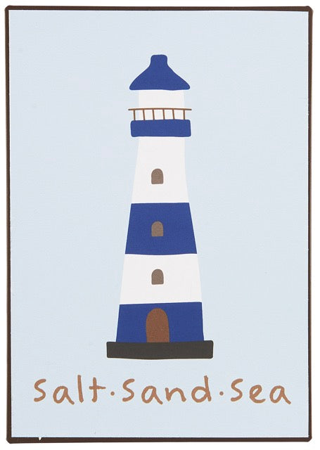 Schild "Salt Sand Sea" Leuchtturm Motiv Metall - Wohnen auf dem Land