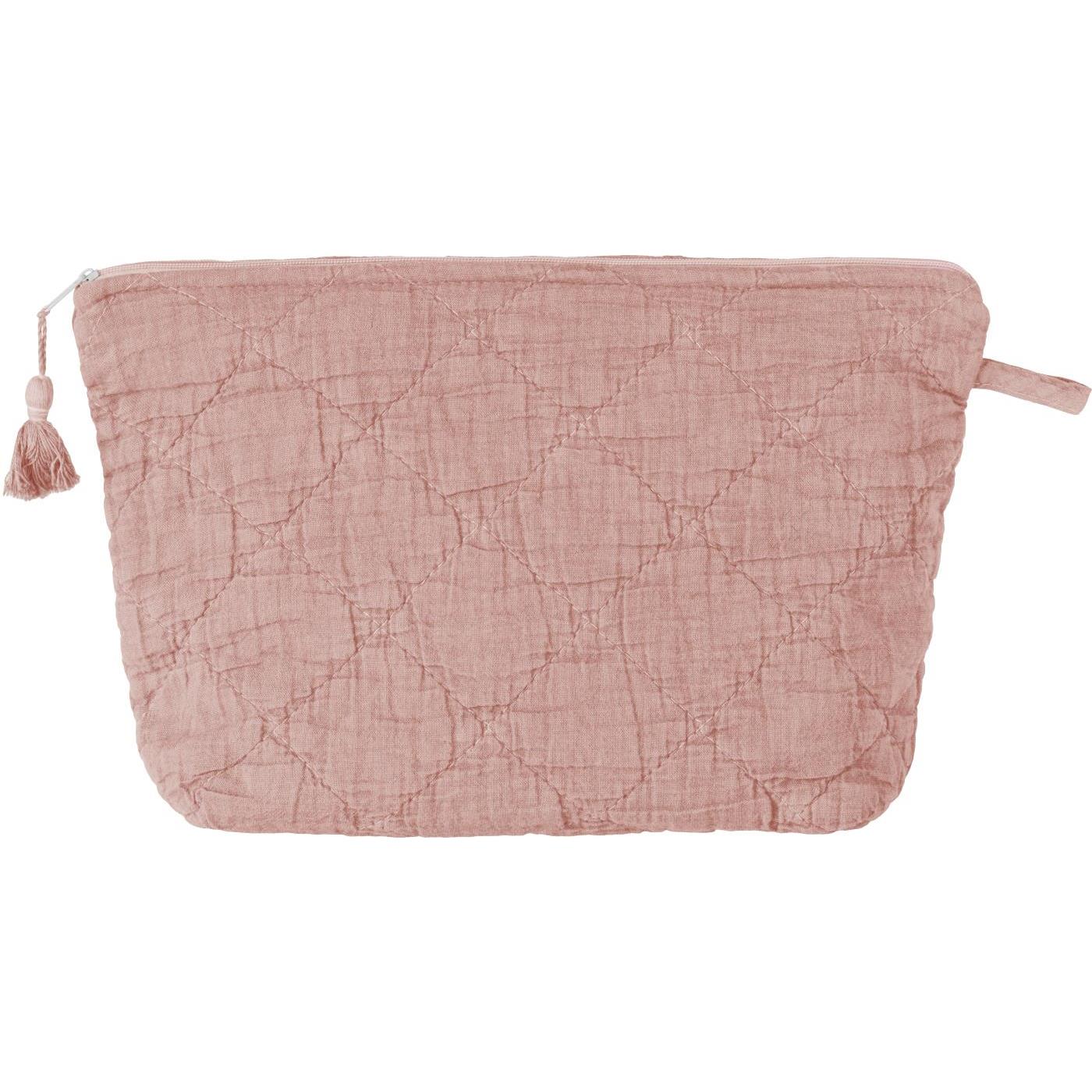 IB Laursen blush cotton toiletry bag, Kulturbeutel Tasche in soft pink, with a spacious interior and durable design.