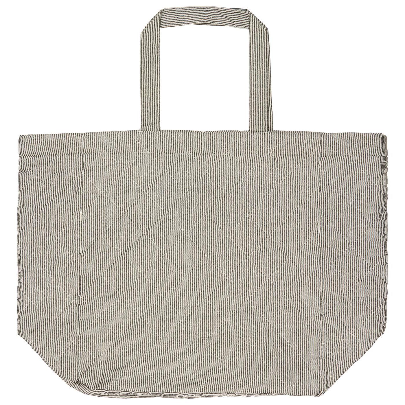 Tasche Shopping Tote Bag wattiert "Fjord" Baumwolle Streifen weiß-grau - Wohnen auf dem Land