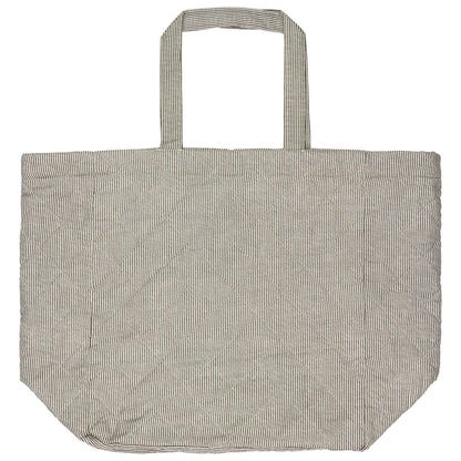 Tasche Shopping Tote Bag wattiert "Fjord" Baumwolle Streifen weiß-grau - Wohnen auf dem Land