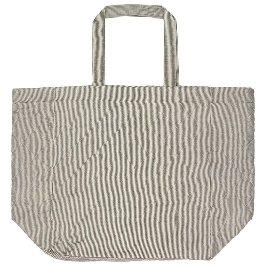 Tasche Shopping Tote Bag wattiert "Fjord" Baumwolle Streifen weiß-grau - Wohnen auf dem Land