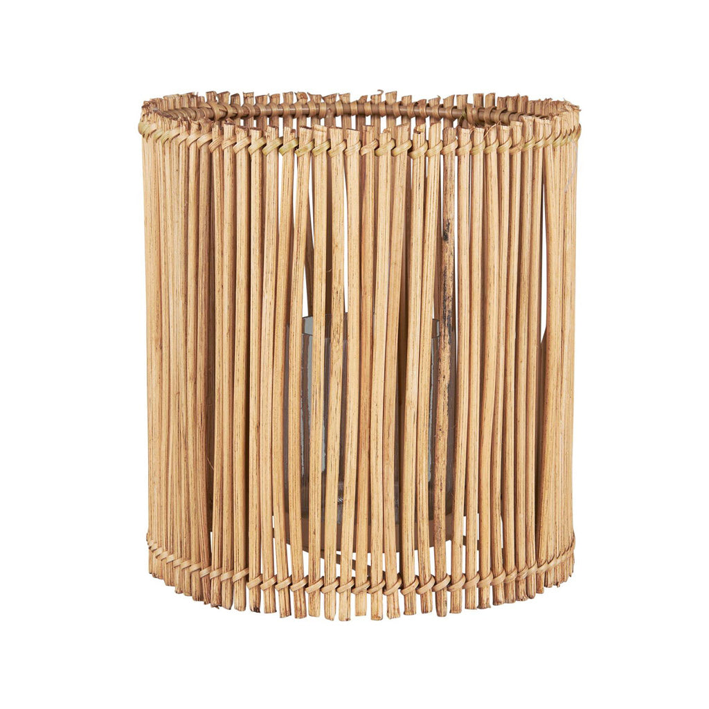 IB Laursen Kerzenglas Windlicht "Hurricane" mit Glaseinsatz Rattan Natur 19cm - Wohnen auf dem Land