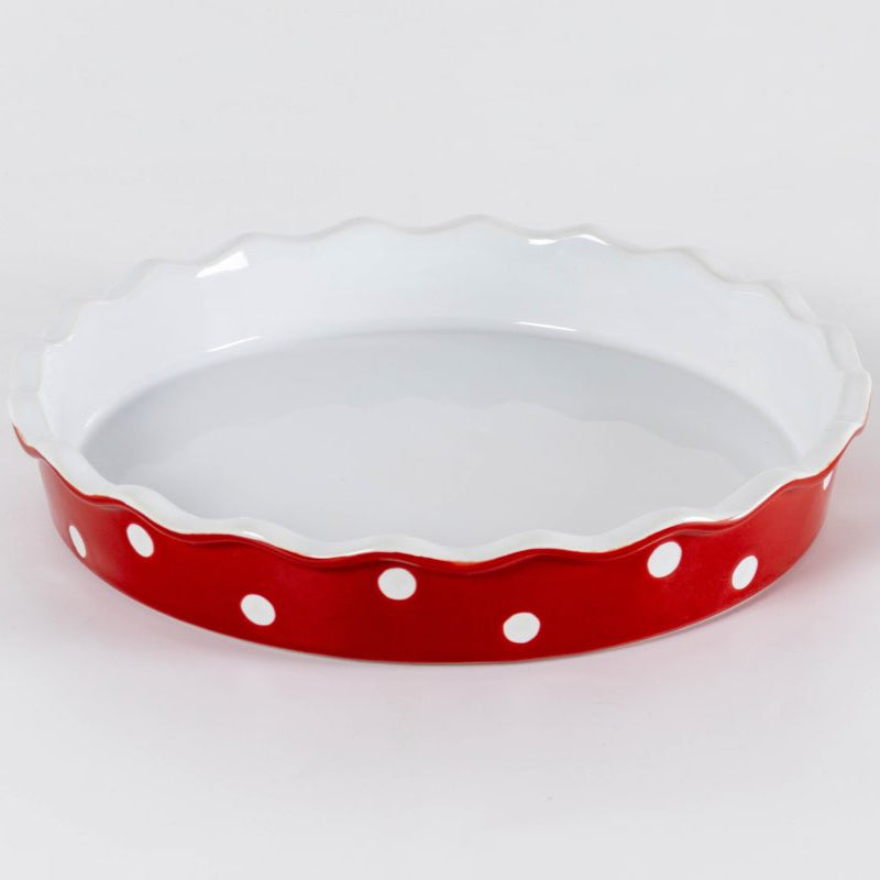 Auflaufform Backen Schale "Polka Dots" Keramik Rot Groß 30cm - Wohnen auf dem Land