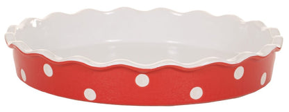 Auflaufform Backen Schale "Polka Dots" Keramik Rot Groß 30cm - Wohnen auf dem Land