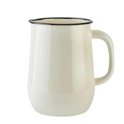 Küche: Isabelle Rose Krug Kanne Vase "Emilie" aus Creme Emaille mit 2,5l Fassungsvermögen, dekorative Metallvase