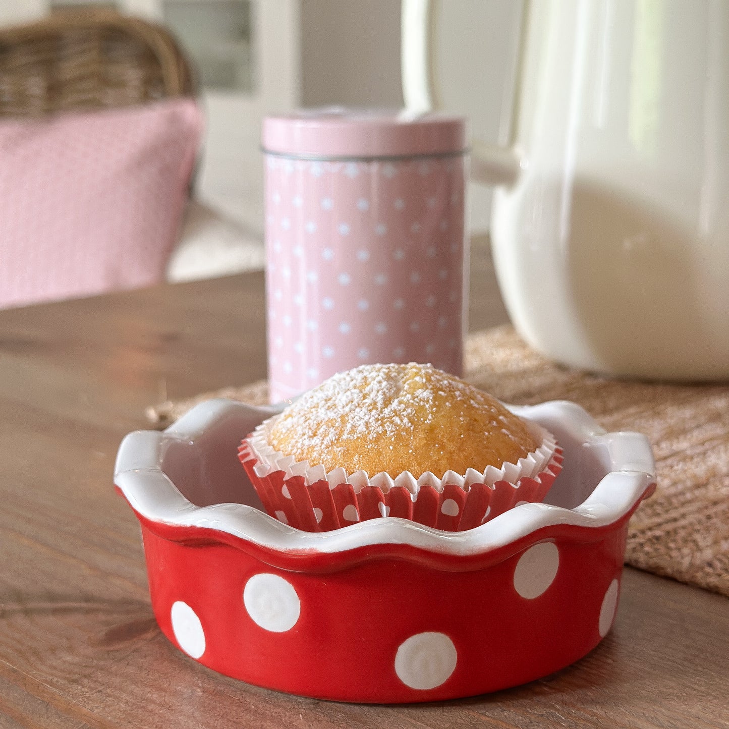 Auflaufform Backen Schale "Polka Dots" Keramik Mini 12cm - 3 Farben - Wohnen auf dem Land