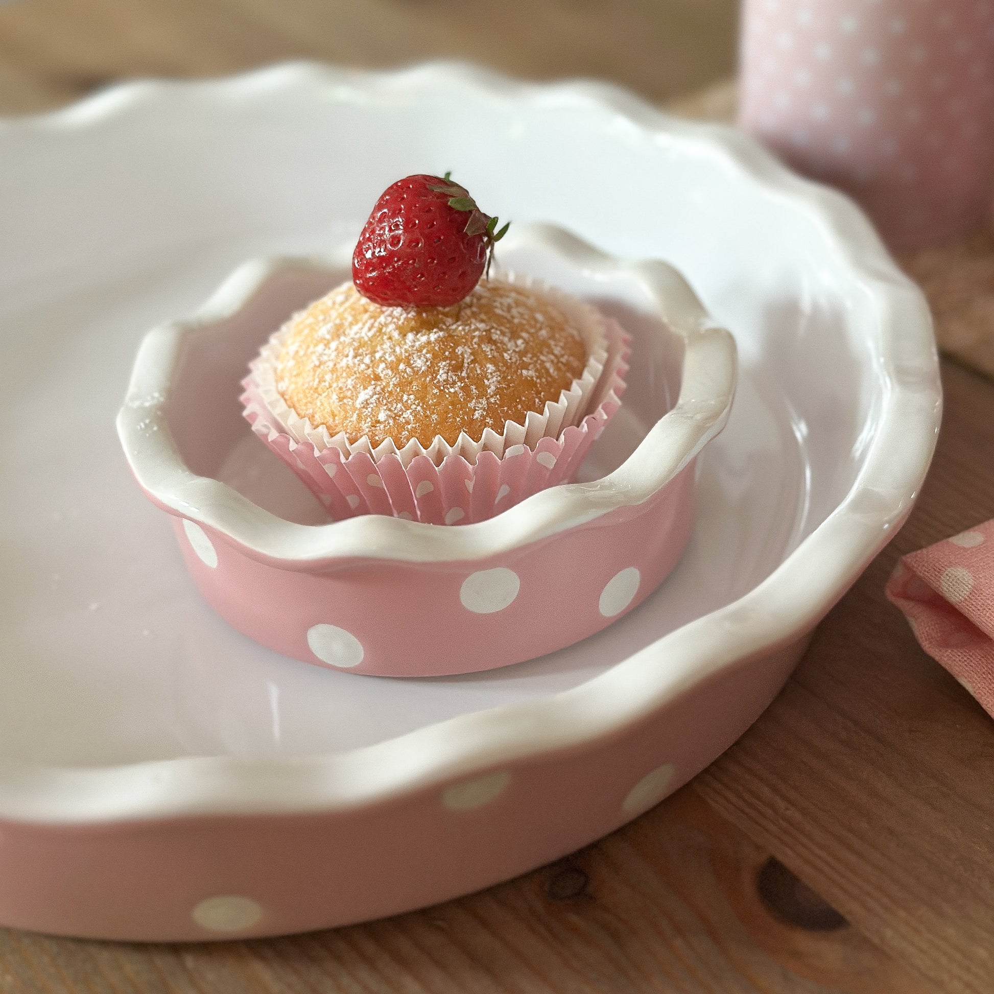 Auflaufform Backen Schale "Polka Dots" Keramik Mini 12cm - 3 Farben - Wohnen auf dem Land