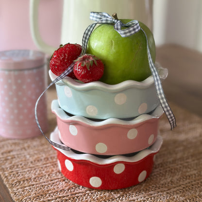 Auflaufform Backen Schale "Polka Dots" Keramik Mini 12cm - 3 Farben - Wohnen auf dem Land