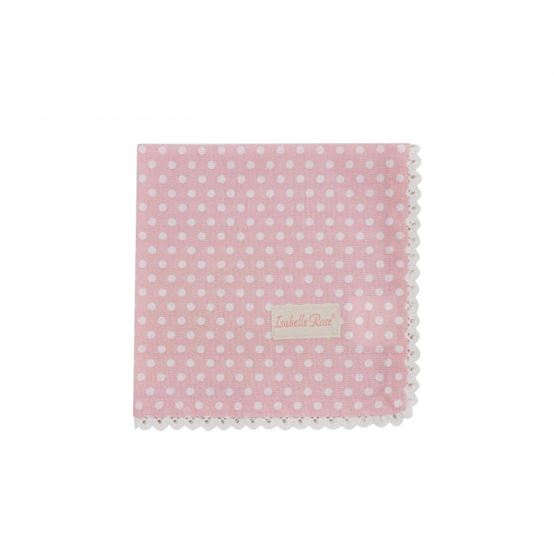Serviette Stoff "Polka Dots" Baumwolle Punkte Rosa 40cm - Wohnen auf dem Land