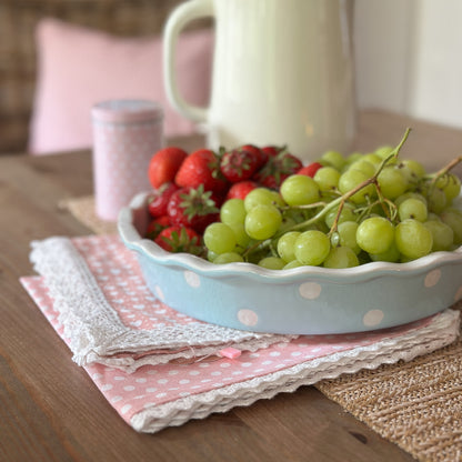 Serviette Stoff "Polka Dots" Baumwolle Punkte Rosa 40cm - Wohnen auf dem Land
