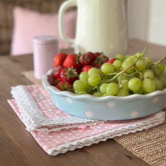 Serviette Stoff "Polka Dots" Baumwolle Punkte Rosa 40cm - Wohnen auf dem Land