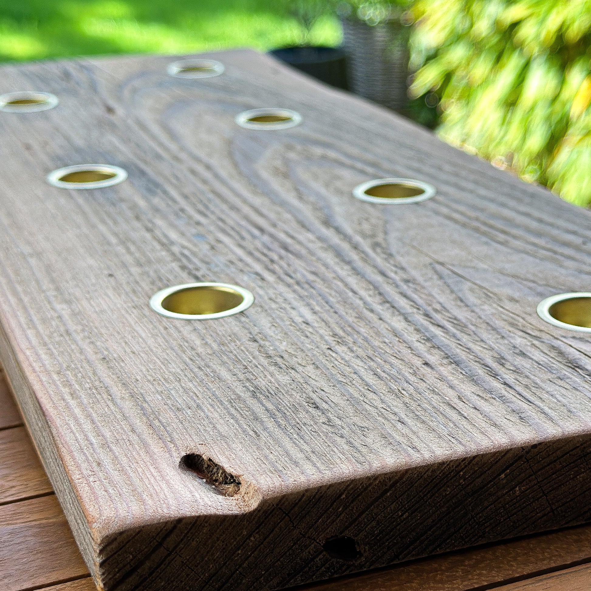 Vintage Kerzenhalter aus Lärche natur, 50x20cm, mit 7 Kerzentüllen, handgefertigt, ideal für gemütliche Dekorationen