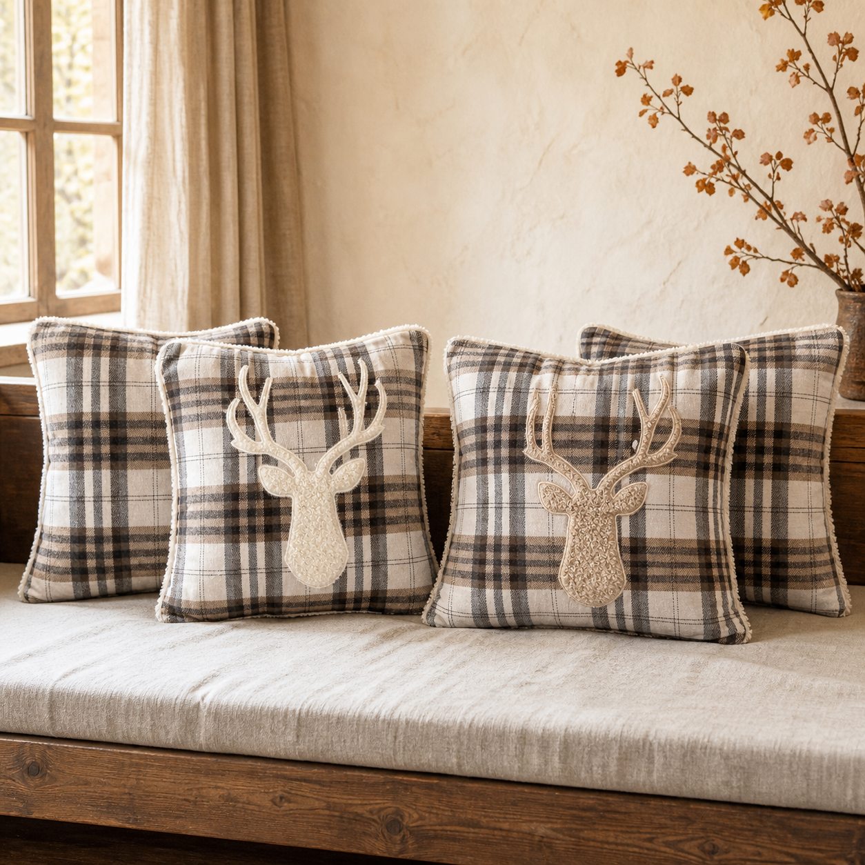 Kissen 2er Sets Hirsch in Creme und Beige im Vergleich