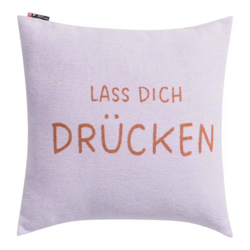David Fussenegger Kissen "Lass dich drücken“ Hell Viola 50x50cm