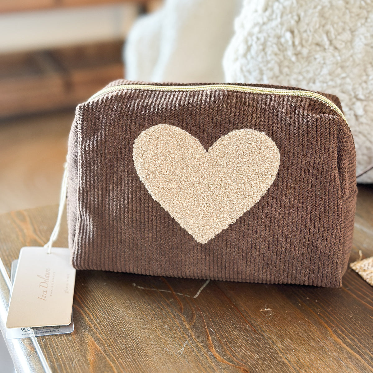 Kosmetiktasche Herzstück mit Teddyherz