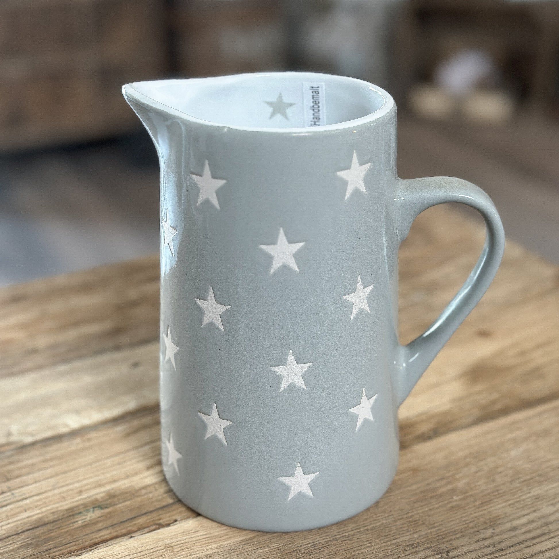 Kanne Krug Jug "Happy Stars" Keramik Grau - Wohnen auf dem Land
