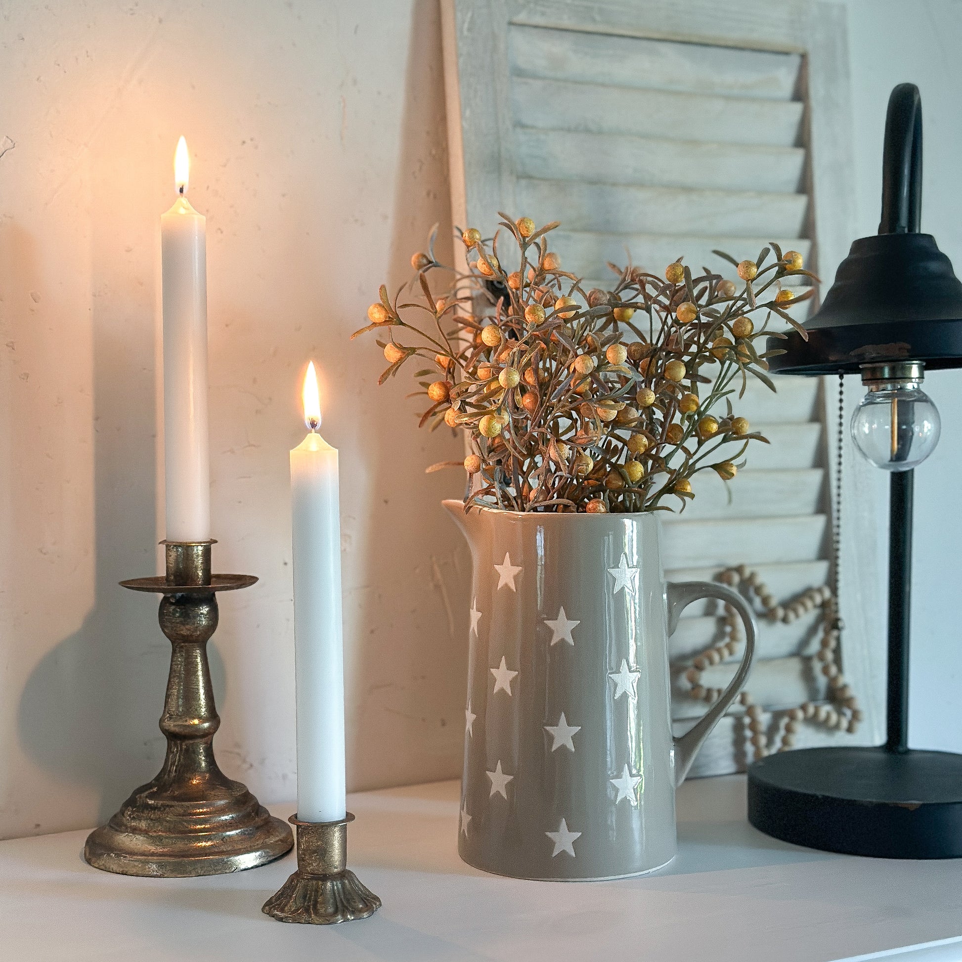 Kanne Krug Jug "Happy Stars" Keramik Taupe - Wohnen auf dem Land