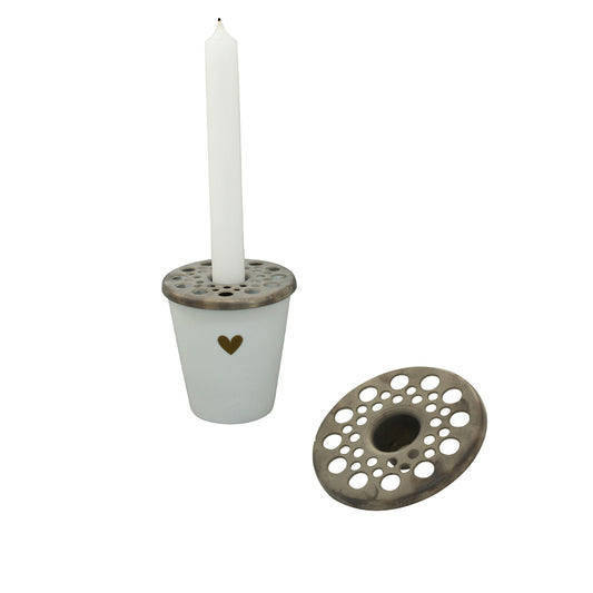 Kerzenhalter "Lid Candle for Happy Mug" Metall Grau - Wohnen auf dem Land