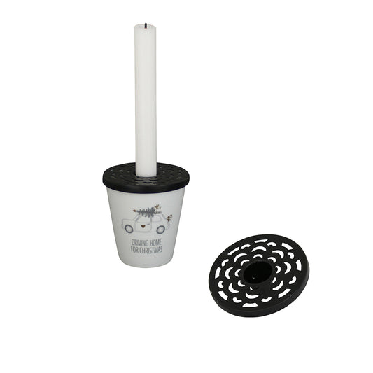 Kerzenhalter "Lid Candle for Happy Mug" Metall Schwarz - Wohnen auf dem Land