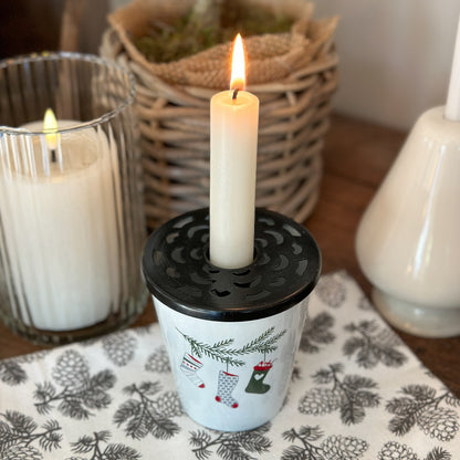 Kerzenhalter "Lid Candle for Happy Mug" Metall Schwarz - Wohnen auf dem Land