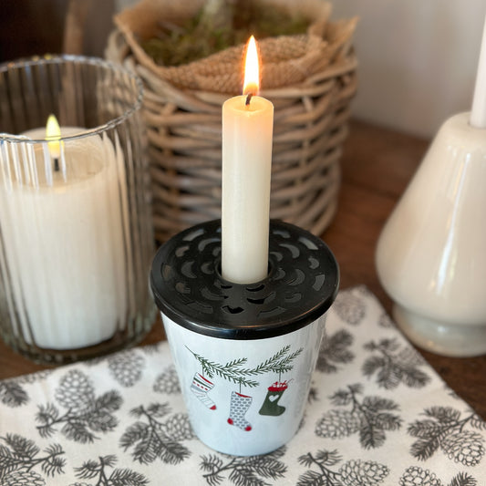 Kerzenhalter "Lid Candle for Happy Mug" Metall Schwarz - Wohnen auf dem Land