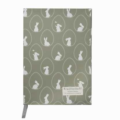 Geschirrtuch "Allover Bunnies" von Krasilnikoff mit Hasenmotiv in Sage Grün, weiche Textilien, fröhliches Muster