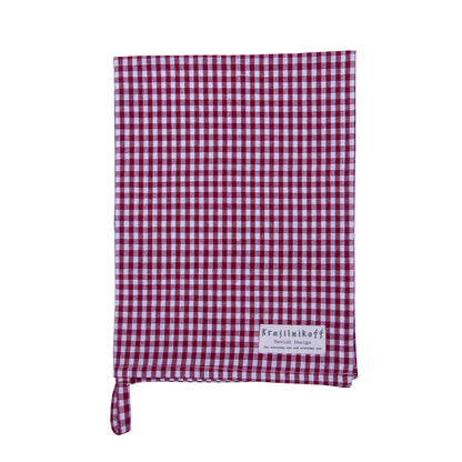 Rotes Karo-Geschirrtuch "Medium Check" von Krasilnikoff, weiches Textil mit kariertem Muster für die Küche